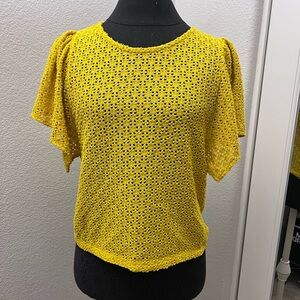 Madewell Texture & Thread Flutter Sleeve Short Sleeve Blouse Size Medium